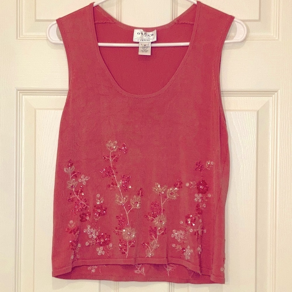 Oscar de la Renta Pink Embellished Top EUC Size MP